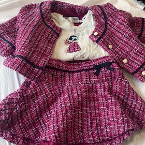 Janie and Jack 3 piece set. Skirt, jacket and top. Tweed jacket and skirt.